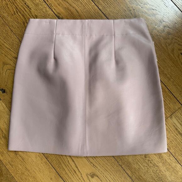 21 Saints Pink Faux Leather Mini Skirt SZ L Pockets Zipper Punk Rocker Feminine - Picture 2 of 6